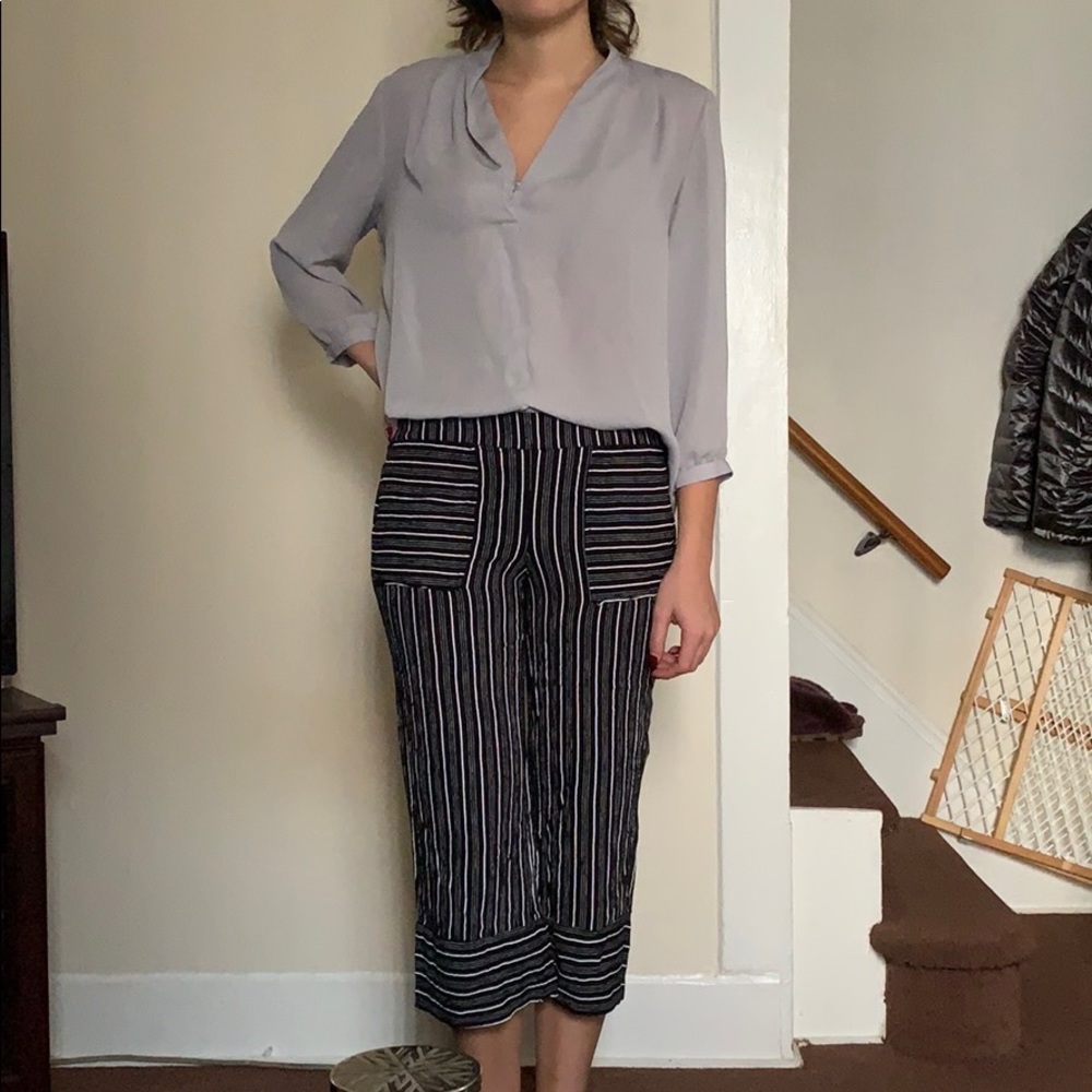 Loft Black striped Capri pants